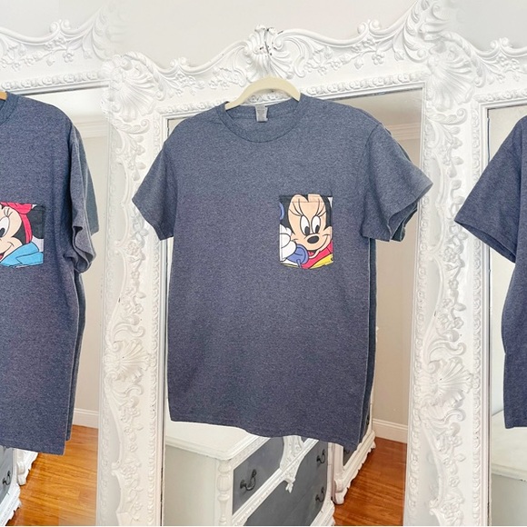 New York Couture One of a Kind VINTAGE Minnie Mouse Reworked Pocket T-Shirt - Picture 3 of 6